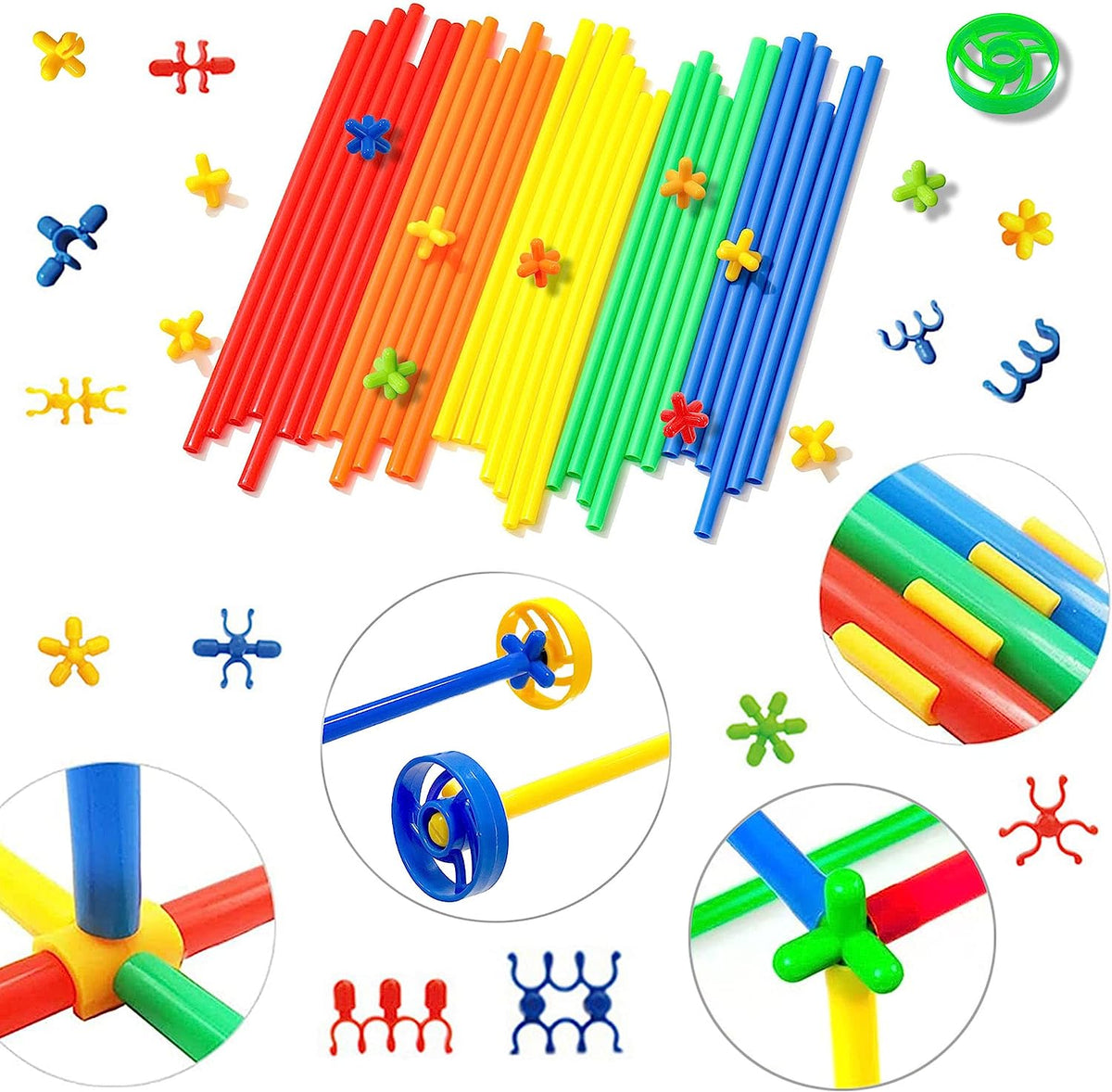 Straw STEM Building Toys 480 pcs Interlocking Plastic Educational Toys Engineering Building Blocks -Fun- Educational- Safe for Kids- Develops Motor Skills-Construction Blocks