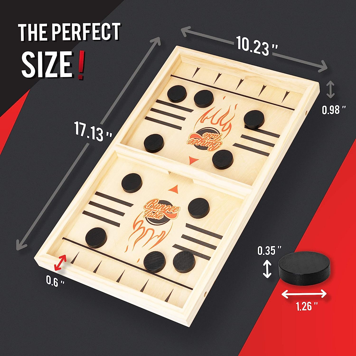 Large Fast Sling Puck Game - Fast-Paced Fun for a Family Game Night or for a Party with Friends - Test Your Speed and Accuracy with This Wooden Hockey Board Game
