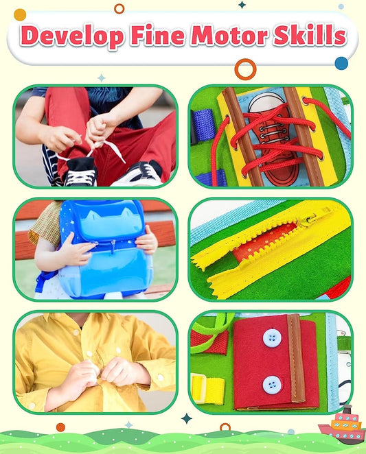 Busy Board, Toys Gifts for 1 2 3 4 Year Old Girls and Boys, Sensory Toys for Toddlers 1-3, Preschool Educational Toys Travel Activities, Learning Alphabet Animal Fine Motor Skills