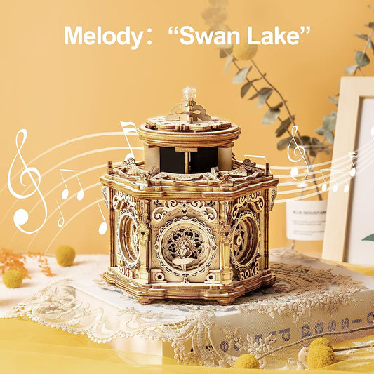 3D Wooden Puzzles Music Box (Secret Garden) - Model Kits for Adults Spinning Musical Jewelry Box Vintage Keepsakes Storage, Gifts for Teens/Woman/Man