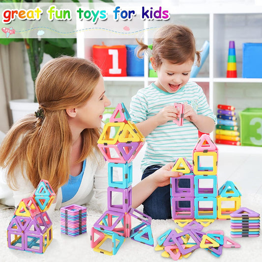 Magnetic Blocks Toys for 3 4 5 7 8+Year Old Boys Girls Upgrade Macaron Magnetic Tiles Set for Kids Age 3-5 STEM Creativity/Educational Building Blocks Toys for Toddlers Children Age 4-8 Birthday Gifts