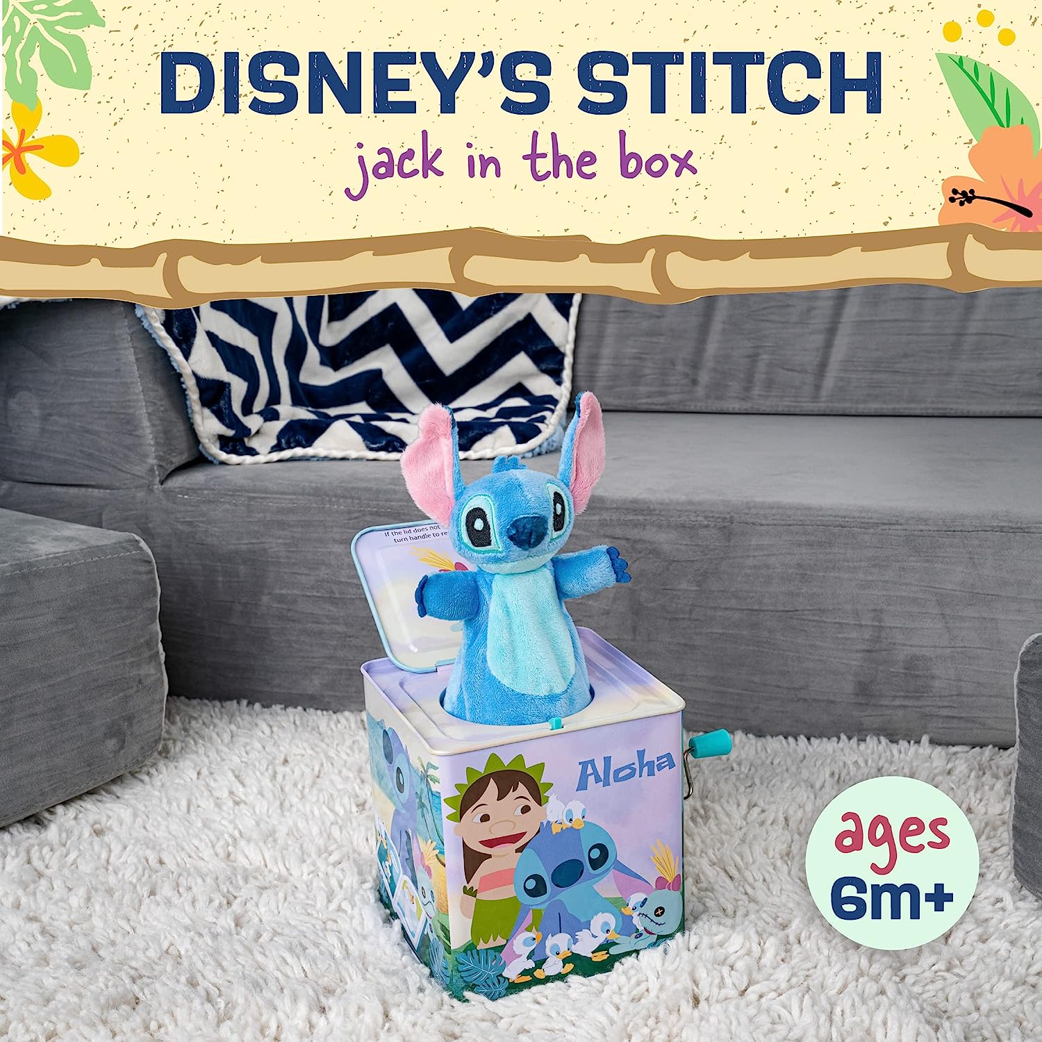 Baby Lilo and Stitch Classic Jack in The Box Musical Toys for Babies and Toddlers, Pop Goes Stitch from A Colorful Box, 5 Inches