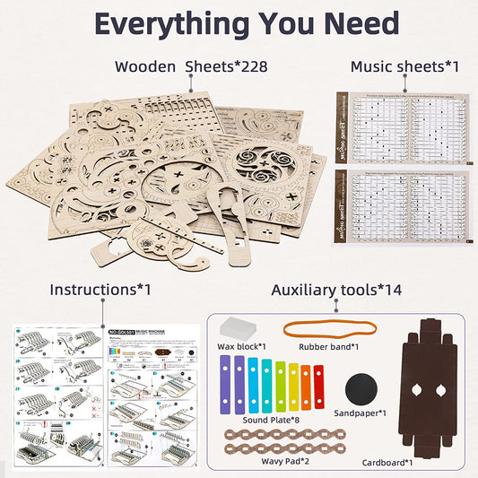 3D Wooden Puzzles Model Kits for Adults Piano Mechanical Music Box Model Wooden Xylophone Toy