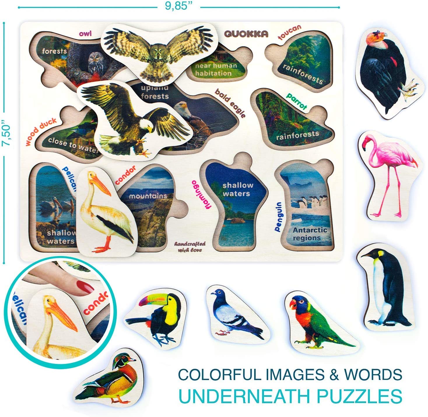 Toddler Puzzles for Kids Ages 2-4 in a Bag – 6 Wooden Puzzles for Kids Ages 3-5 by – Preschool Wood Game for Boys and Girls 1-3 – Gift for Learning Realistic Animals Fruits Vehicles