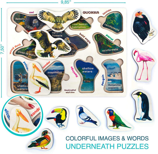 Toddler Puzzles for Kids Ages 2-4 in a Bag – 6 Wooden Puzzles for Kids Ages 3-5 by – Preschool Wood Game for Boys and Girls 1-3 – Gift for Learning Realistic Animals Fruits Vehicles