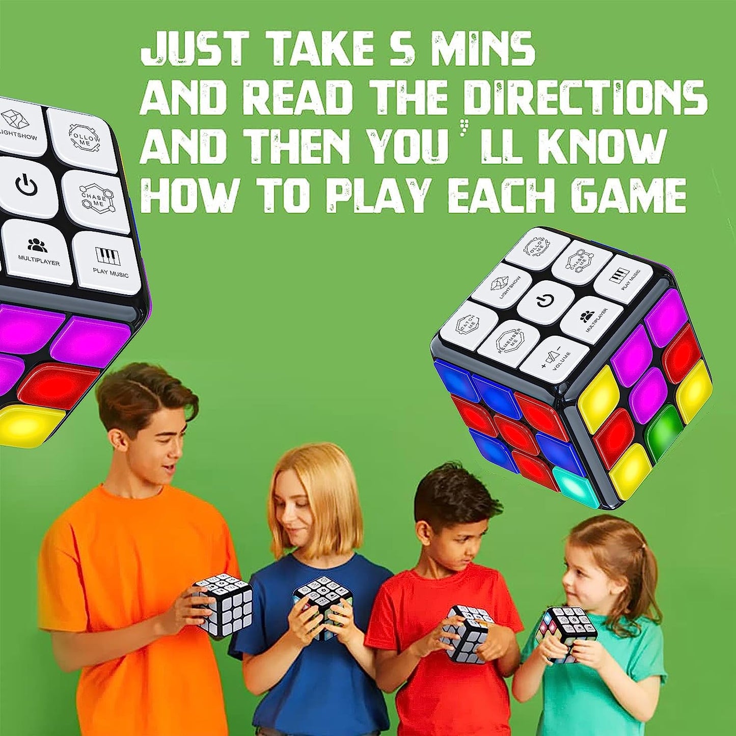Puzzle Cube Game - Flashing Cube Handheld Electronic Games Stem Toy - Fun Memory Games & Brain Games for Adults and Kids