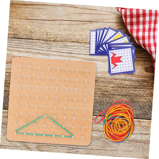 Wooden Toys Developmental Toys Kids Tools Toddler Toy Brain Teaser for Kid Geoboard Math Educational Toys Nail Board Plate Math Learning Tool Pegboard Child Earth 1 Set
