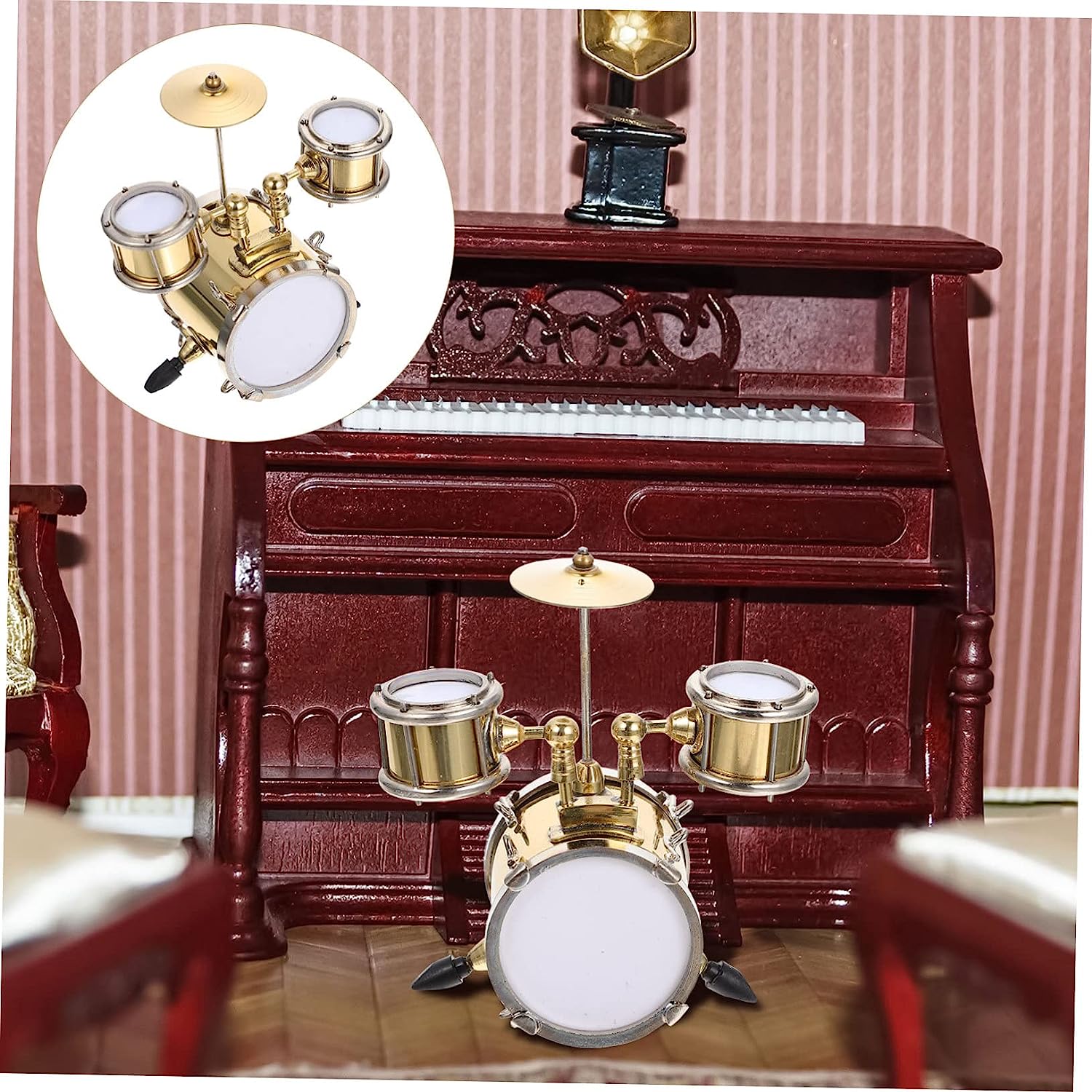 1 Set Mini Musical Instrument Model Wooden Playset Indoor Playset Kids' Musical Instruments Musical Gift Miniature House Decors Funny Sheet Stand Model Toys Children Musical Toys