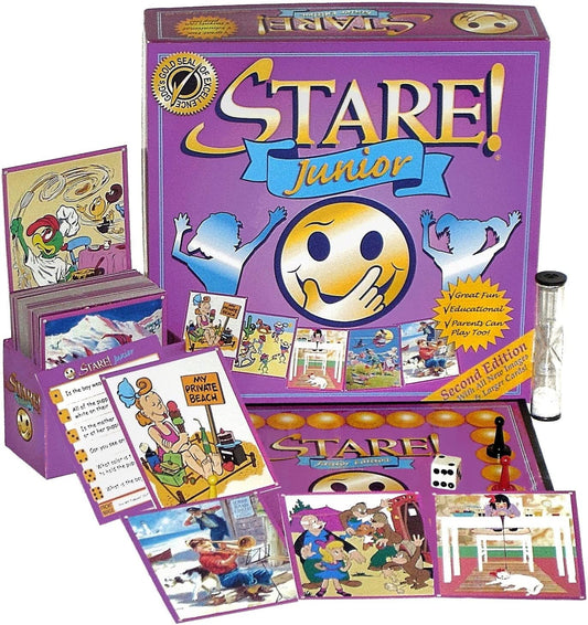 Stare Junior Board Game for Kids, A Game Where Players Recall What They See. Fun Images Engage The Observational Skills of The Entire Family! Ages 6-12 with Special Rules for Parents