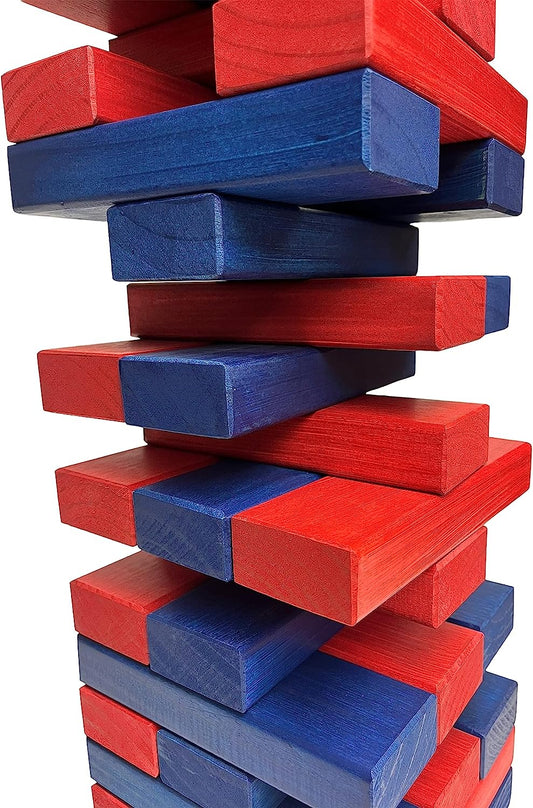 Premium Giant Toppling Timbers with Carrying Case – Choose Your Team Colors! Jumbo Outdoor Yard Game, Tower Grows to Over 5 Feet! Optional Tipsy Stickers Available!