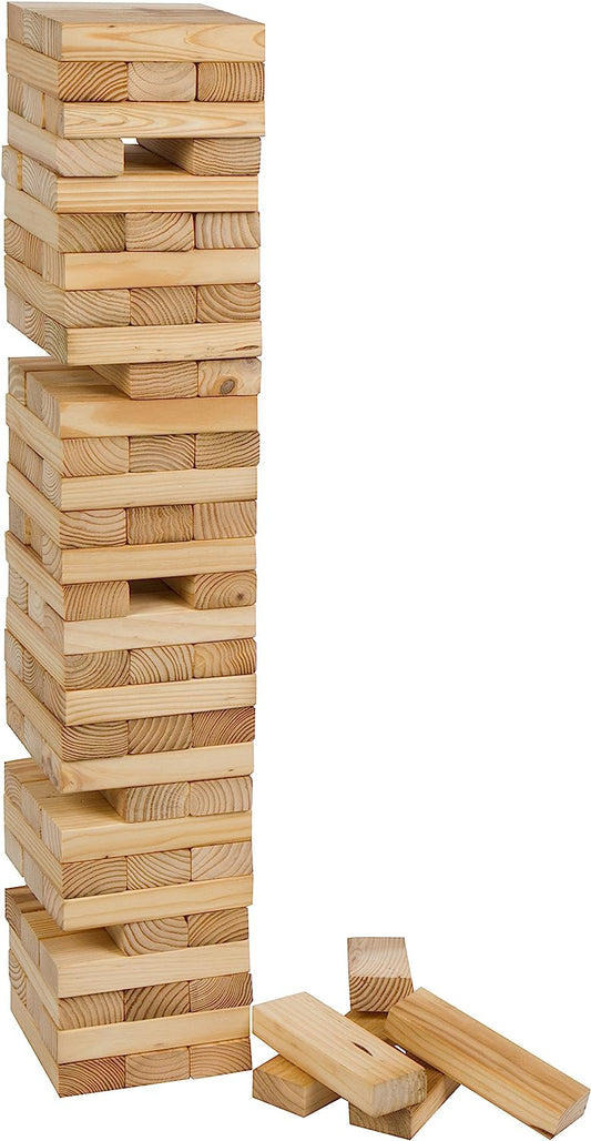 90 Piece 3' Tall Giant Wooden Stacking Puzzle Game with Carry Case