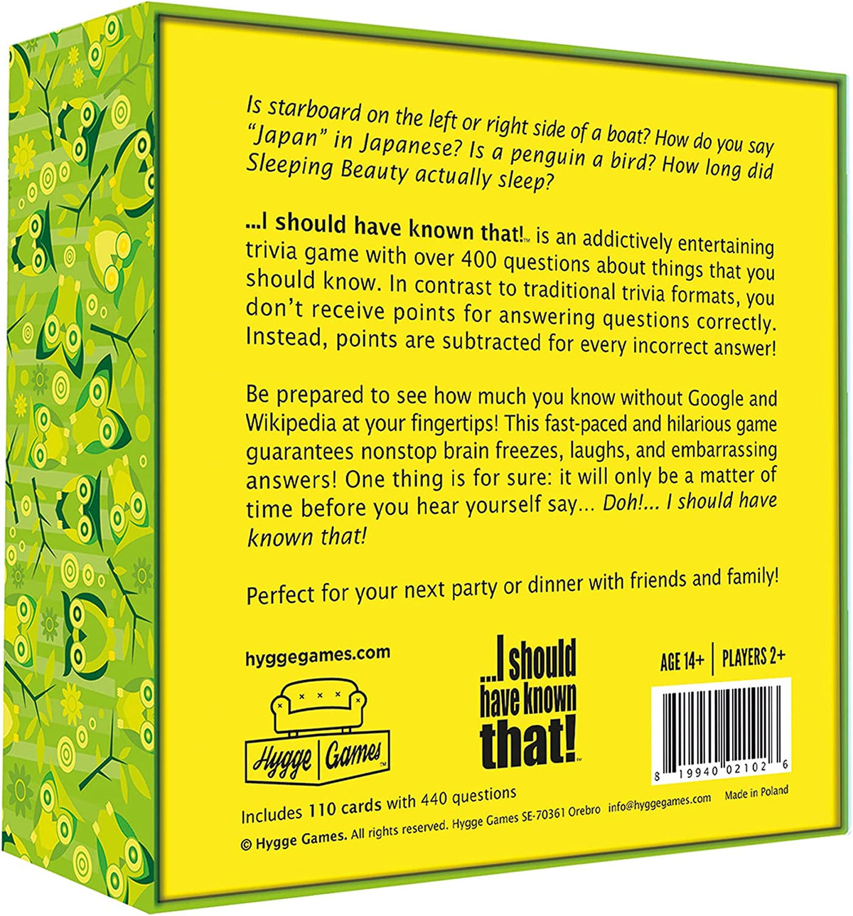 I should have known that! Trivia Game Green, More than 2 players