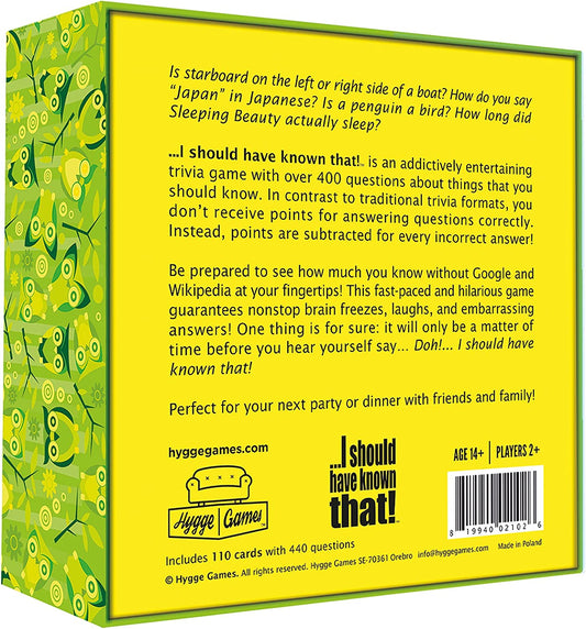 I should have known that! Trivia Game Green, More than 2 players