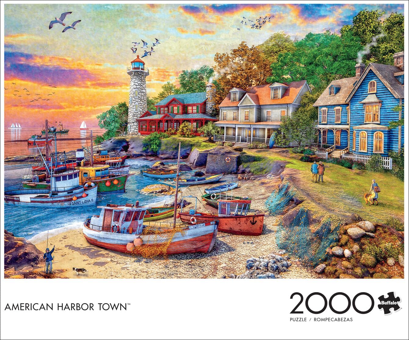 American Harbor Town - 2000 Piece Jigsaw Puzzle