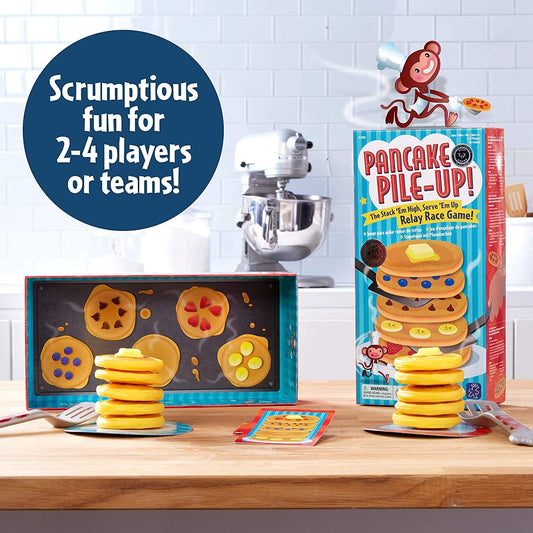 Pancake Pile-Up, Sequence Relay Board Game for Preschoolers, for 2-4 Players, Gift for Kids Ages 4+