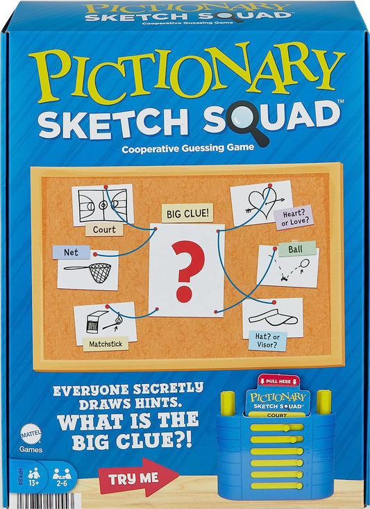 Pictionary Sketch Squad Cooperative Party Game for Adults, Teens and Game Night with Clues Case for 2-6 Players