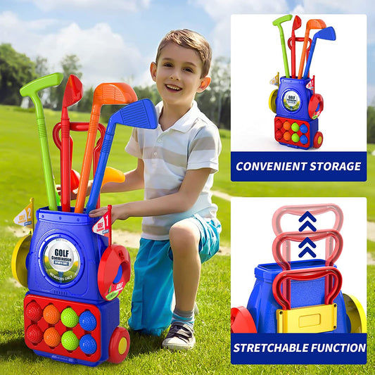 Toddler Golf Set Toys for Kids, Upgraded Kids Golf Cart Toys Sets with 8 Balls, 1 Golf Board and 1 Mat, Indoor & Outdoor Golf Toys for 3 4 5 6 Year Old Boys Girls Toddlers