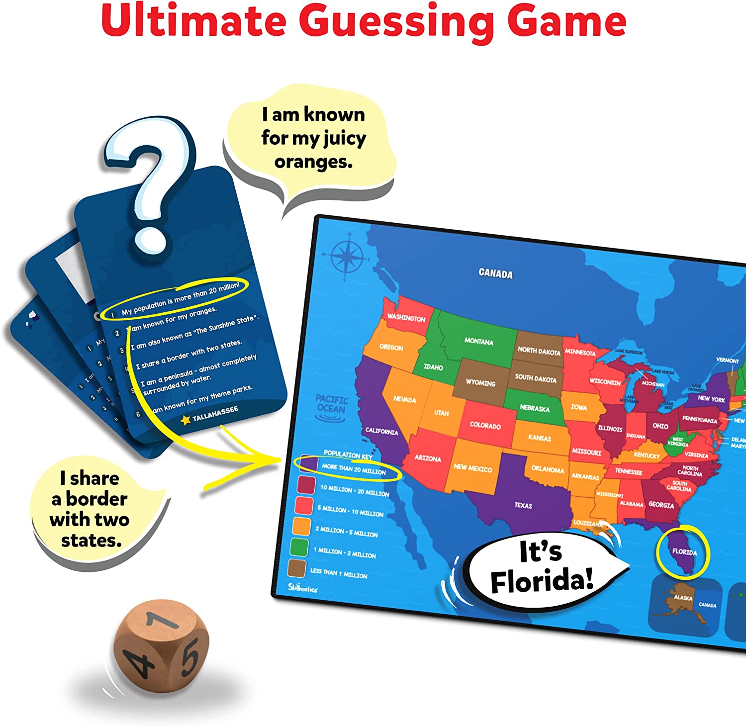 Board Game - Scout It Out The 50 States, Fun Guessing & Trivia Game for Families, 3-6 players, Gifts for Ages 7 and Up