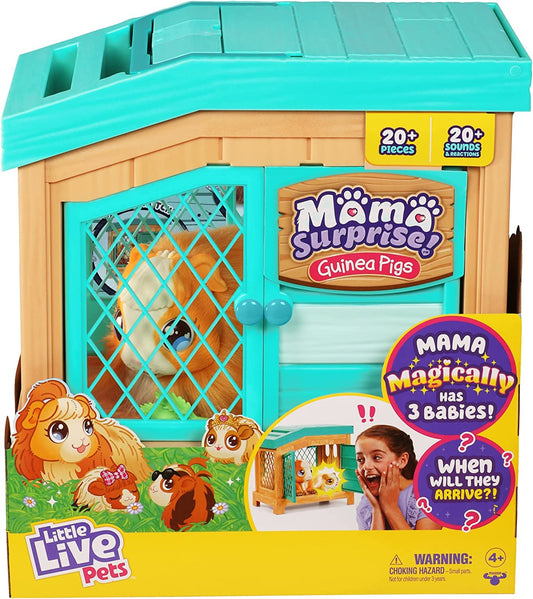 Mama Surprise | Soft, Interactive Guinea Pig and her Hutch, and her 3 Babies. 20+ Sounds & Reactions. for Kids Ages 4+, Multicolor, 7.8 x 11.93 x 11.38 inches