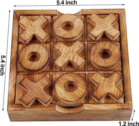 Tic Tac Toe & 4 in a Row Tables Game Set, Classic Board Line Up 4 Game for Living Room Rustic Table Decor and Use as Game Top Wood Guest Room Decor Strategy Board Games for Families