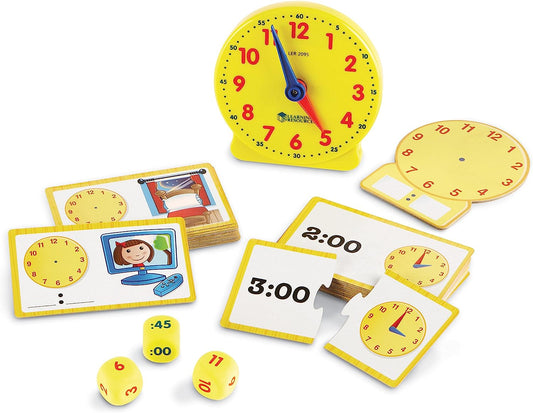 Learning Resources Time Activity Set, Homeschool, Analog Clock, Tactile Learning, 41 Pieces, Ages 5+ & Sight Word Swat a Sight Word Game, Visual, Tactile and Auditory Learning, 114 Pieces, Ages 5+