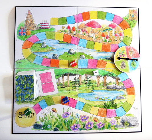 Create Your Own Board Game Set – DIY Game Kit with Blank Game Board, Game Pieces, Blank Cards, Dice, Spinner, Rulebook, Sand Timer – Complete Build Your Own Game Set for Family Board Games