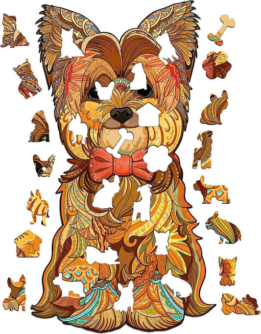 Jigsaw Wooden Puzzle for Adults and Kids, 7.4 * 13.4in Colorful Animals Wooden Puzzles, Wooden Puzzles with Beautiful Gift Boxes, Unique Animal Shapes, Perfect for Wall Decors and Gifts(Yorkshire)