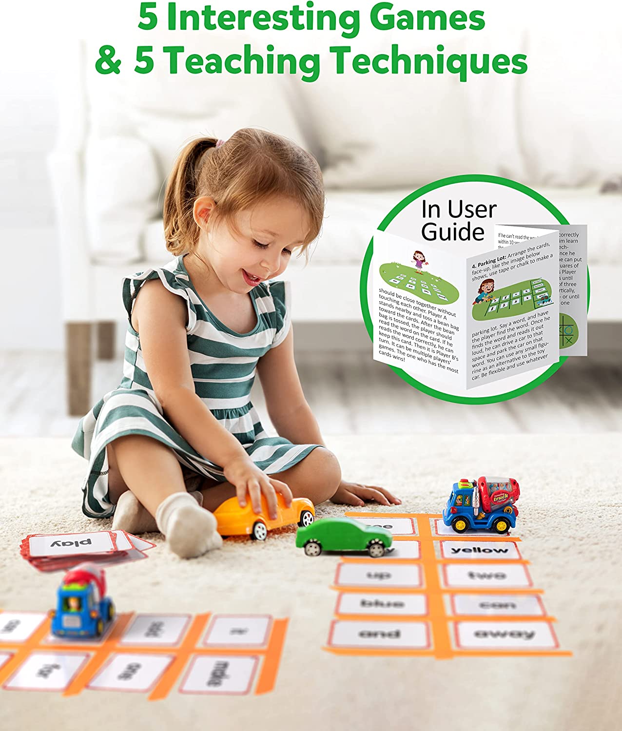 Sight Words Educational Flashcards - 220 Dolch Sightwords Game with Pictures & Sentences,Literacy Learning Reading Cards Toy for Kindergarten,Home School Kids 3 4 5 Years Old