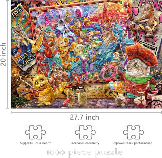 1000 Piece Puzzle for Adults - Music Mania Cat - Jigsaw Puzzles