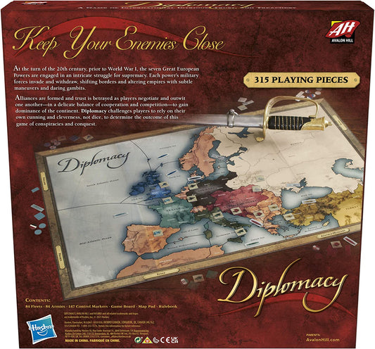 Avalon Hill Diplomacy Cooperative Board Game, European Political Themed Strategy Game, Ages 12 and Up, 2-7 Players