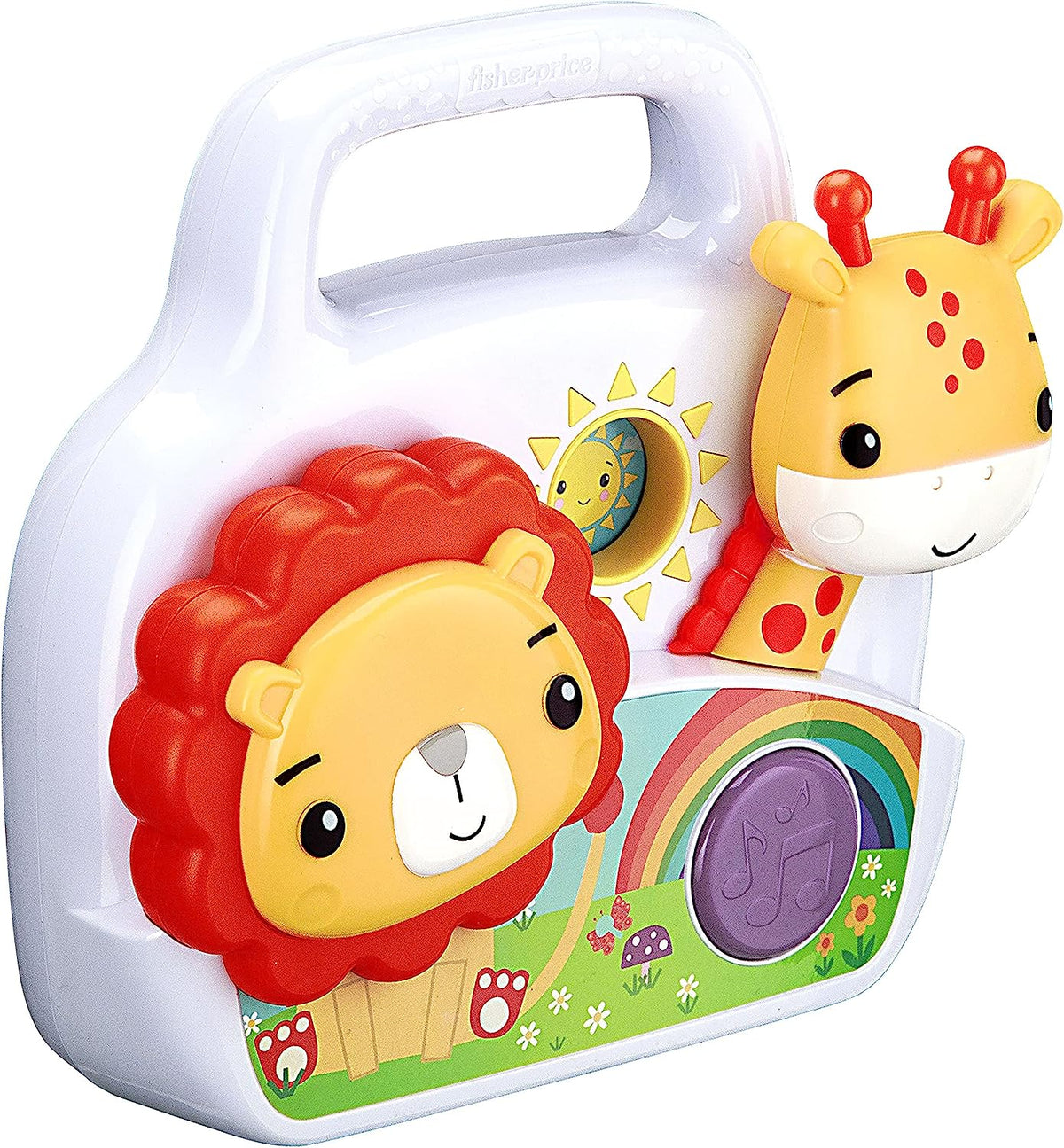 Fisher Price Toy Mini Boombox, Built-in Music and Sound Effects, Lightweight Portable Musical Toy for Fans of Fisher Price Toys and Gifts