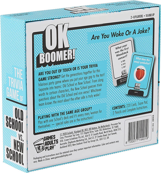 OK Boomer - The Old School vs. New School Trivia Game, Blue Sky, Includes 220 Cards
