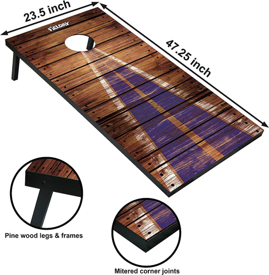 4x2FT Outdoor Cornhole Game Set for July 4th, American Flag Cornhole Set with 8 All-Weather Bean Bags, Travel Case and Game Rules for Backyard, Beach, Park, Outside