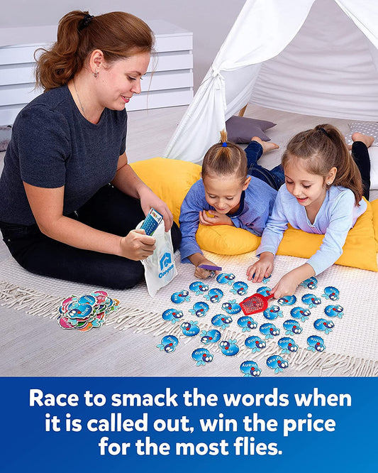 Sight Words Game with 400 Fry Site Words and 4 Fly Swatters Set, Dolch Word List Phonics, Literacy Learning Reading Flash Cards Toy Games for Kindergarten,Home School Kids 3 4 5 Year Old