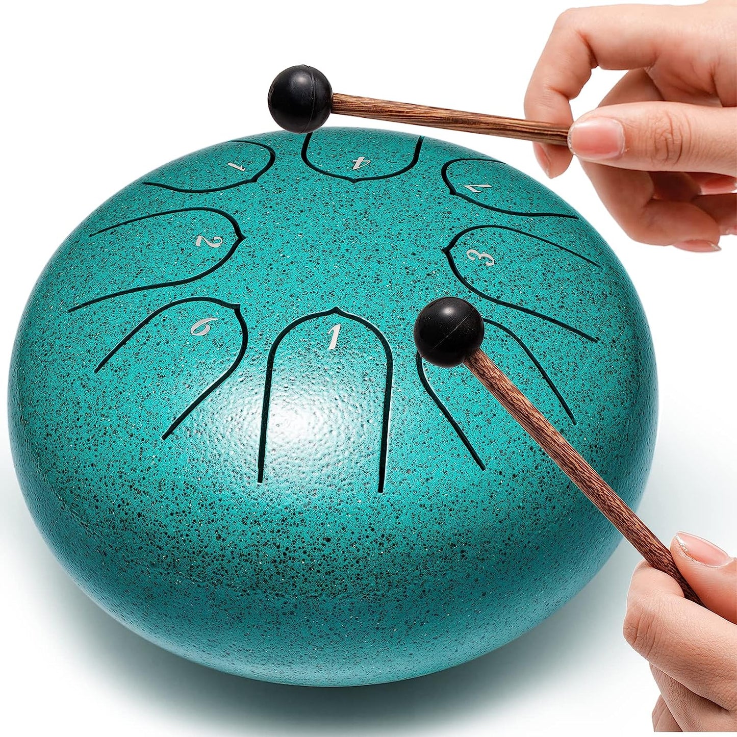 Alloy Steel Tongue Drum 8 Notes 6 Inches Handpan Drums Concert Percussion Instruments with Bag Mallets Music Book for Meditation Entertainment Musical Education Zen Yoga Gift (Malachite)