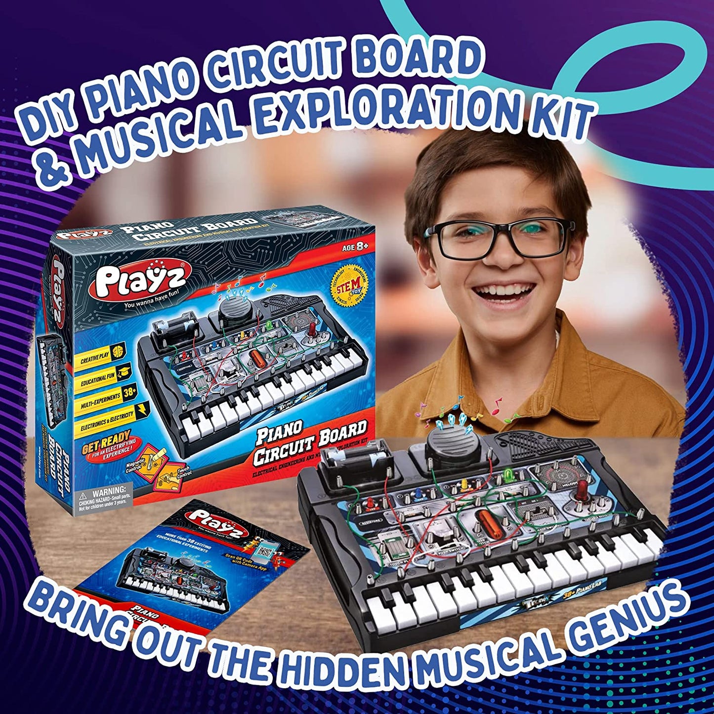 Electric Piano Circuit Board for Kids - 38+ Music Lab Experiments, Kids' Electronics Kit, DIY Engineering Toy & Educational Science Kits, & STEM Projects for Kids Ages 8-12, Teens, Boys, & Girls