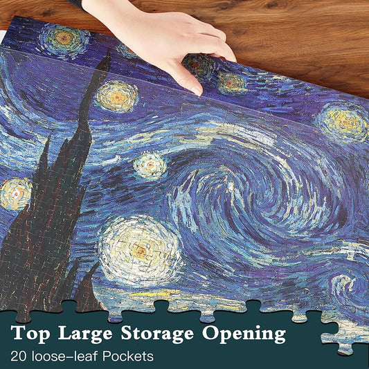 Puzzle Storage Organizer with 10 Sheets Puzzle Savers, Large Capacity Jigsaw Puzzles Storage with 20 Loose Leaf Pockets and Elastic Band for 1000 Pieces Puzzle