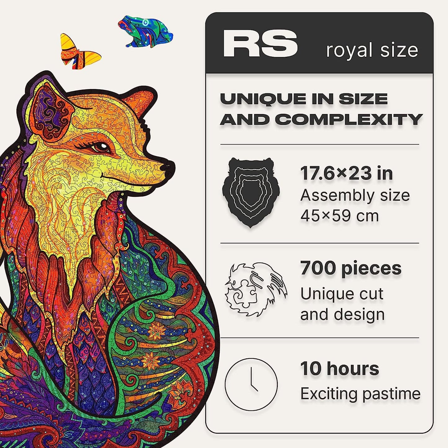 Original Wooden Jigsaw Puzzles - Alluring Fox, 700 pcs, Royal Size 17.6"x23", Beautiful Gift Package, Unique Shape Best Gift for Adults and Kids