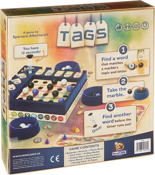 TAGS Party Game | Fast-Paced Word Association Game for Adults and Kids | Fun Game for Family Game Night | Ages 10+ | 2-4 Players | Average Playtime 30 Minutes | Made by Heidelbear