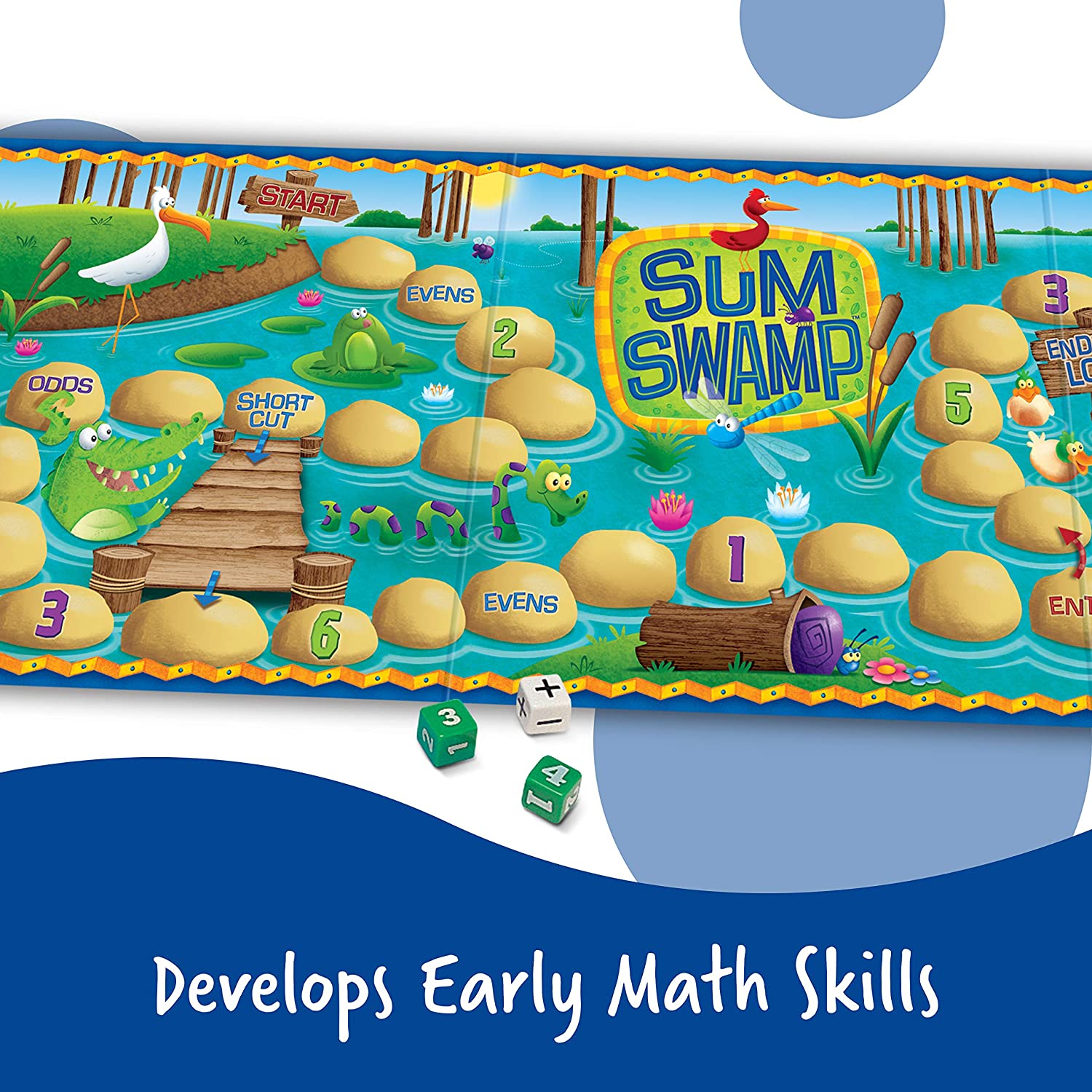Learning Resources Sum Swamp Game Addition & Subtraction Game - 8 Pieces, Ages 5+, Math Games for Kids, Educational Kids Games, Kindergarten Math Board Games