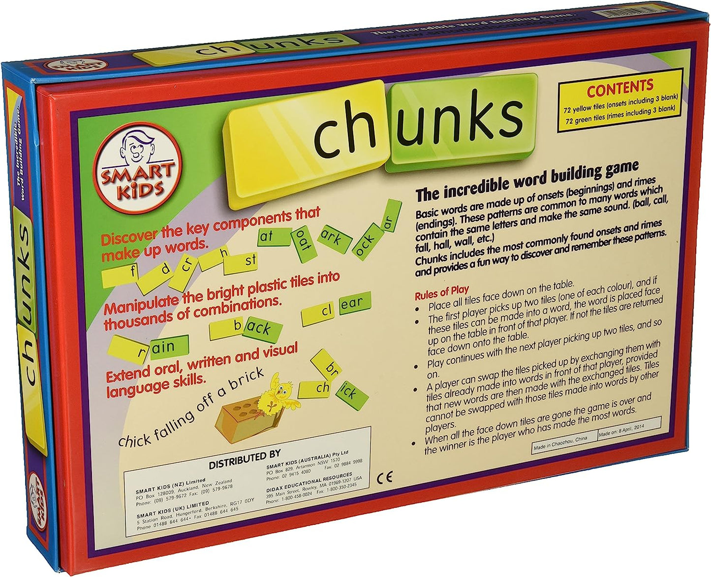 Educational Resources Chunks Word Building Game for Grades 1-4