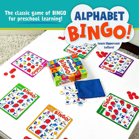 Alphabet Bingo! Letter Learning Educational Board Game for 2 to 6 Kids Ages 4+