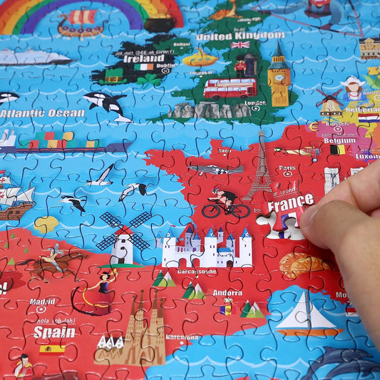 Colorful Map of Europe 1000 Pieces Jigsaw Puzzle for Kids 12+, Teens, Adults & Families. Great Gift for stimulating Interest in The European Map. Size: 26.8” X 18.9”