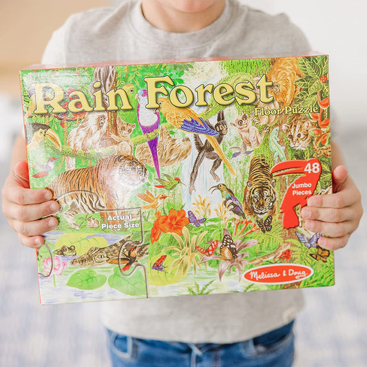 Rainforest Floor Puzzle (48 pcs, 2 x 3 feet) - Kids Animal Puzzles, Rainforest Animals, Large Floor Puzzles For Preschoolers And Kids Ages 3+