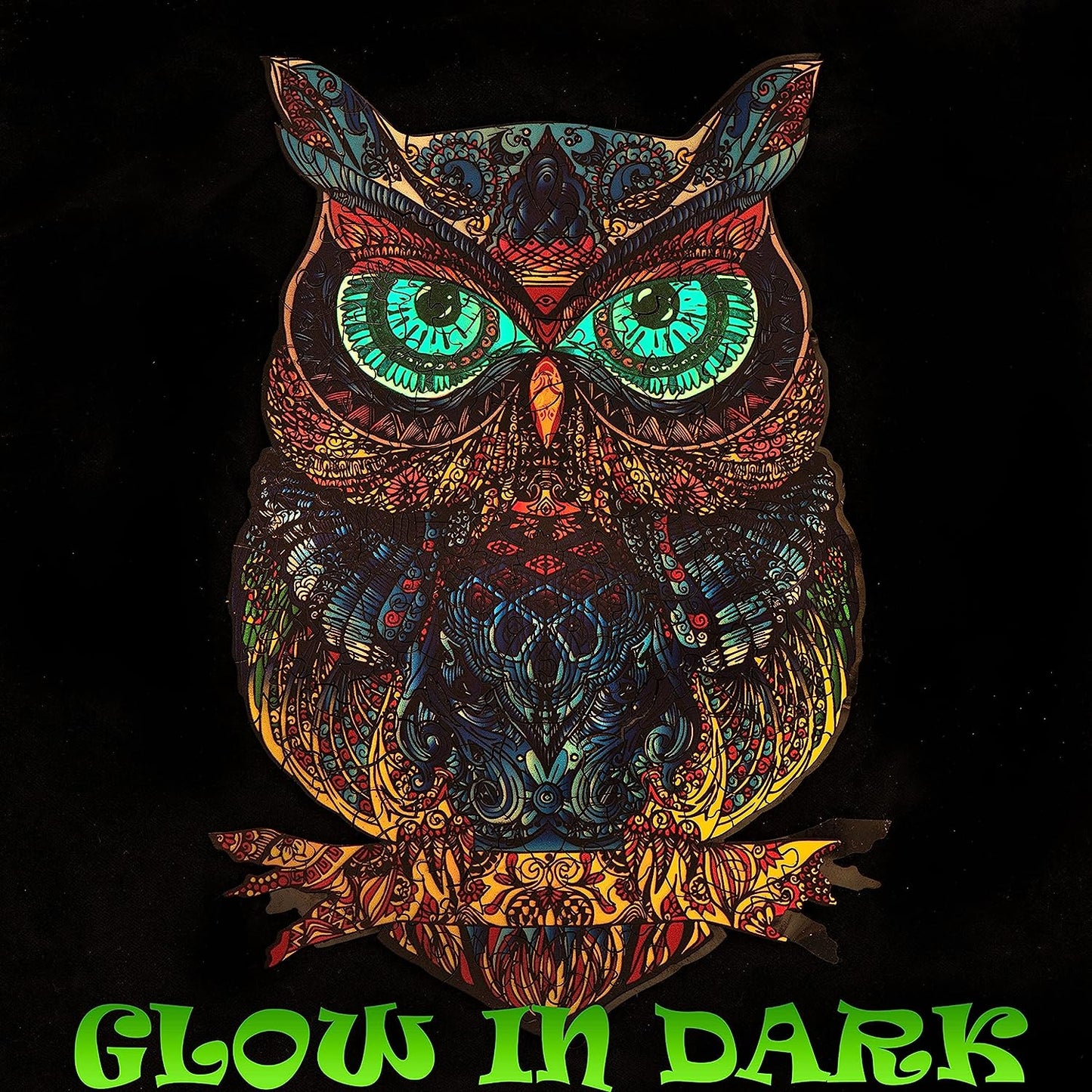 Glowing Wooden Jigsaw Puzzles – Unique Beautiful Owl Animal Shape, Best Gift for Adults, Family Game Play Collection 188 Pieces – Large 11.2x7.3x0.2 inches…