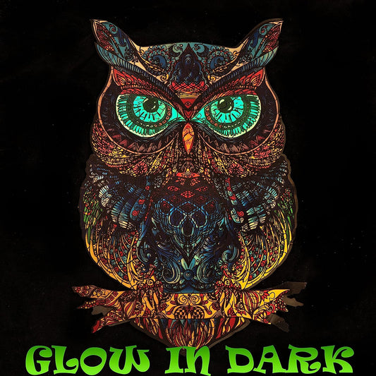 Glowing Wooden Jigsaw Puzzles – Unique Beautiful Owl Animal Shape, Best Gift for Adults, Family Game Play Collection 188 Pieces – Large 11.2x7.3x0.2 inches…