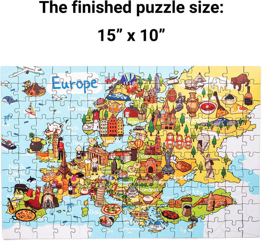 Europe Map Wooden Jigsaw Puzzle 152 Piece, 10x15 inches