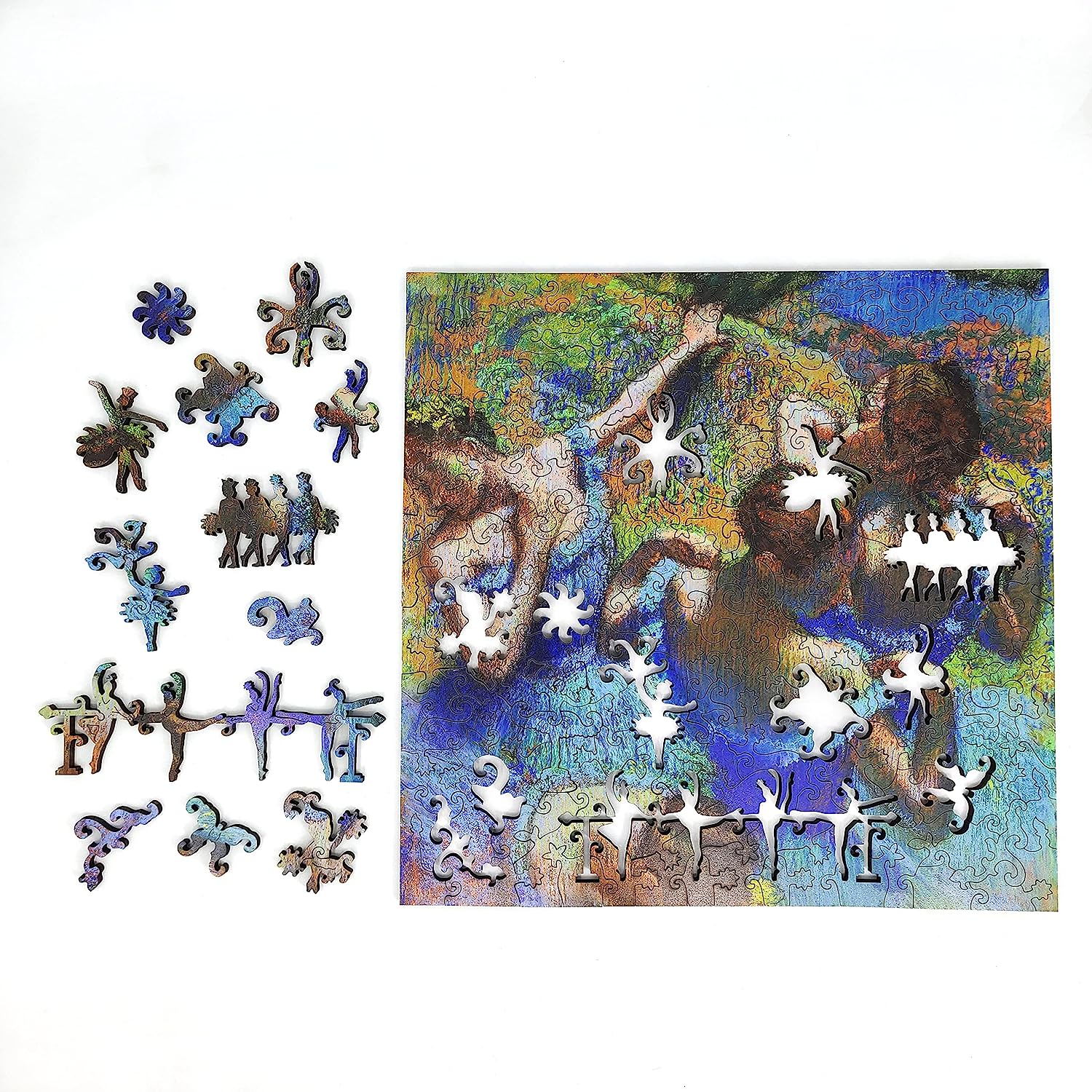 Wooden Puzzle for Adults - Uniquely Shaped Pieces - Made in The USA by - 200 Pieces - Blue Dancers