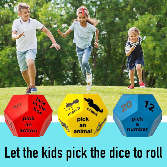 Exercise Dice for Kids, Fun Obstacle Course Recess Equipment for Elementary School, Fitness Dice Kids Workout Equipment, Movement Dice to play Active Games, PE Equipment for Elementary School