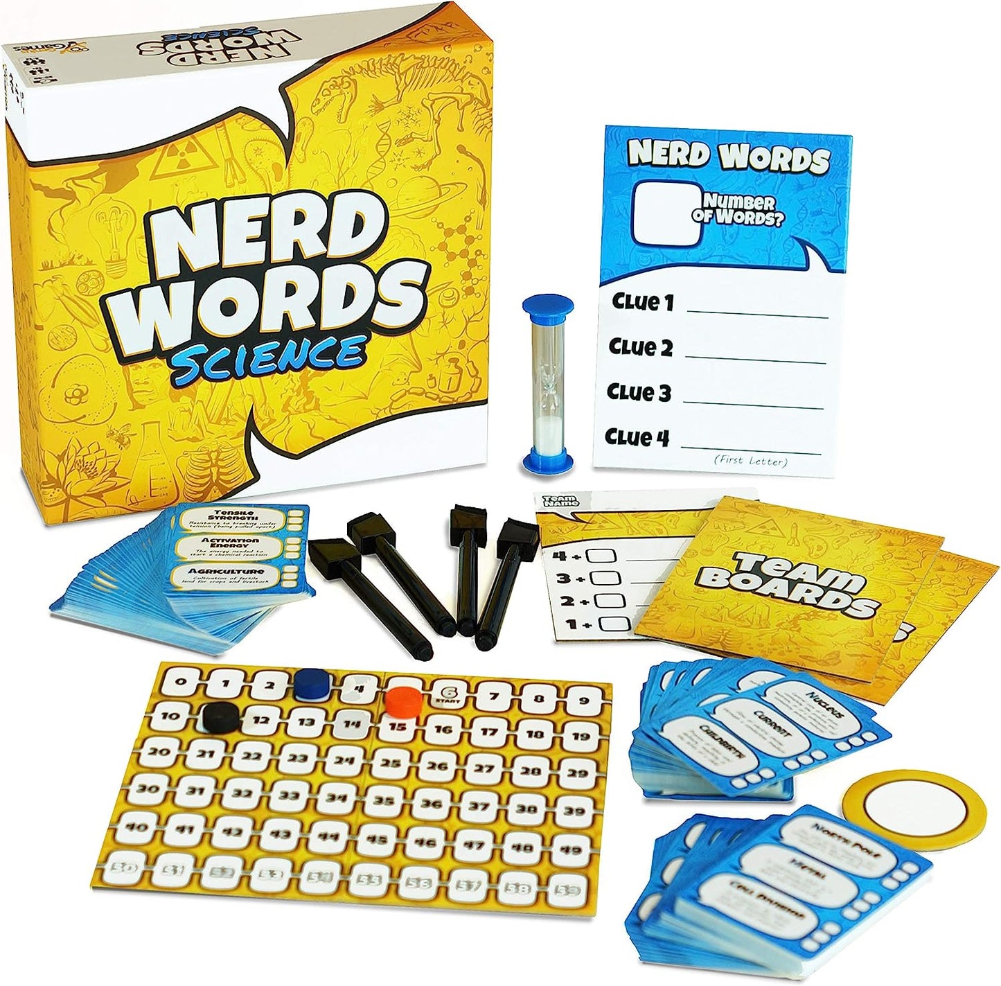 Bundle for GameSchooling - Includes Nerd Words Science!, Ecosystem, Math Rush - Fun Family Games for Kids - Science Word Game - Biology Board Game - Math Game for Addition and Subtraction